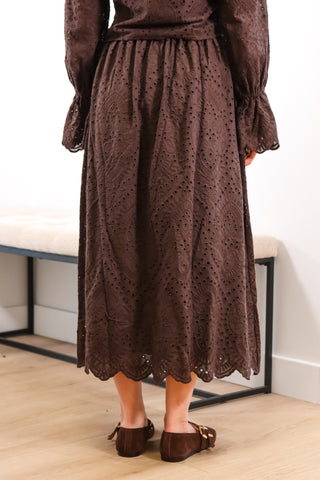 Cute brown Fall long  skirt for fall, Fall brown skirt, Brown fun textured skirt for fall, Brown skirt