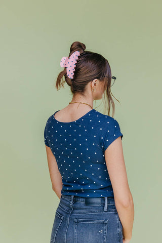 POLKA DOT & STRIPED OVERSIZED CLAWS: BROWN AND BLUE STRIPED