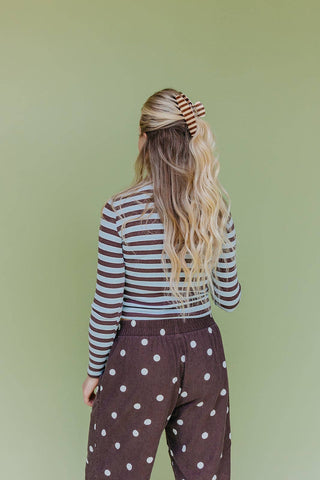 POLKA DOT & STRIPED OVERSIZED CLAWS: BROWN AND CREAM STRIPED