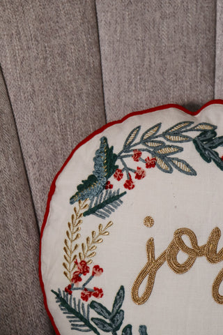 Circle joy pillow, Christmas joy pillow, circle pillow, holiday pillow