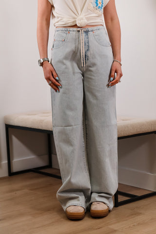 Mid rise jeans, light wash jeans, wide leg jeans