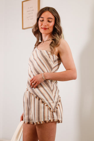 Stripped top, one shoulder top, asymmetrical top