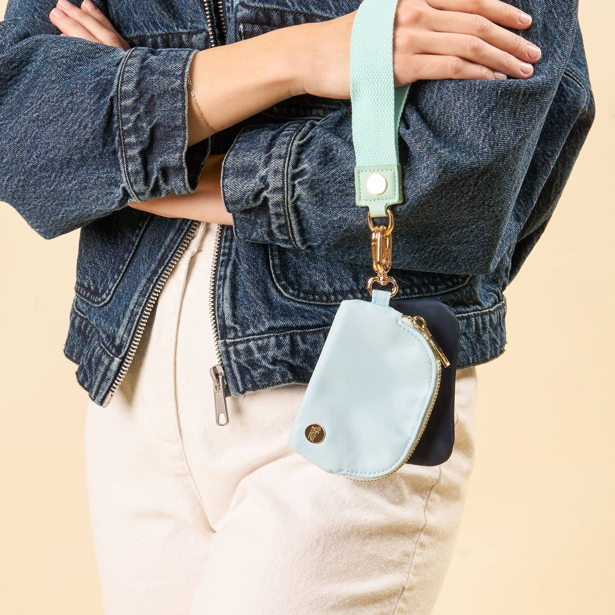 Blue wristlet, Keychain wallet, Blue and Navy blue wallet
