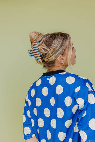 POLKA DOT & STRIPED OVERSIZED CLAWS: PINK AND BLUE POLKA DOT