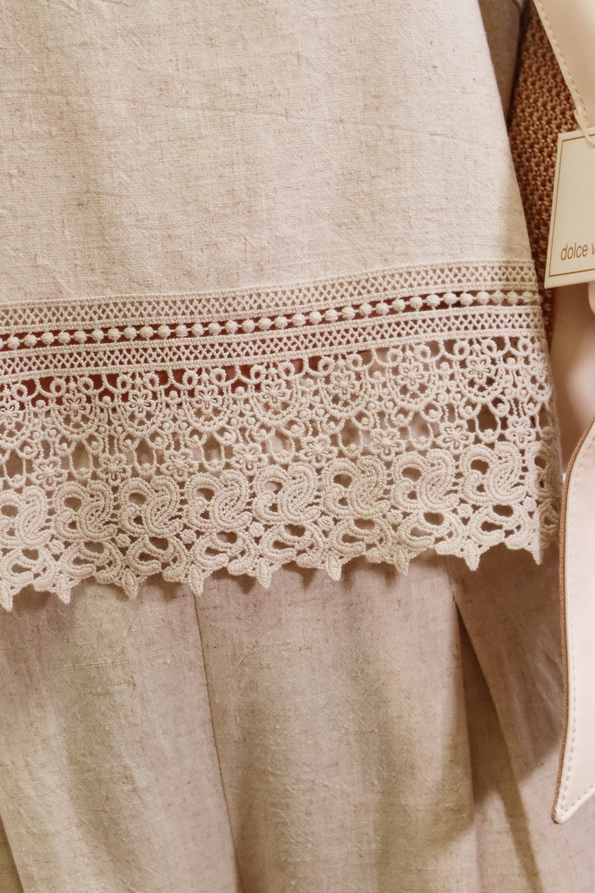 Tank top, linen top, lace top, beige top