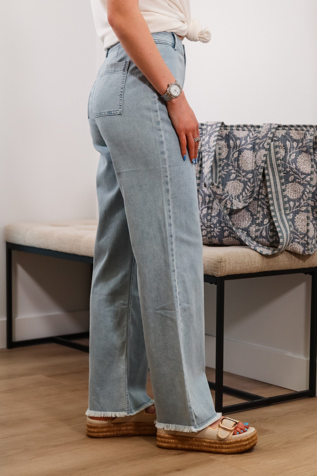 Jeans, high rise jeans, light wash jeans, flared jeans