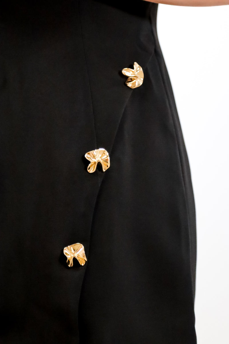 Nixie Dress- ASTR the label, short black dress, black dress with gold hardware, Black classy dress