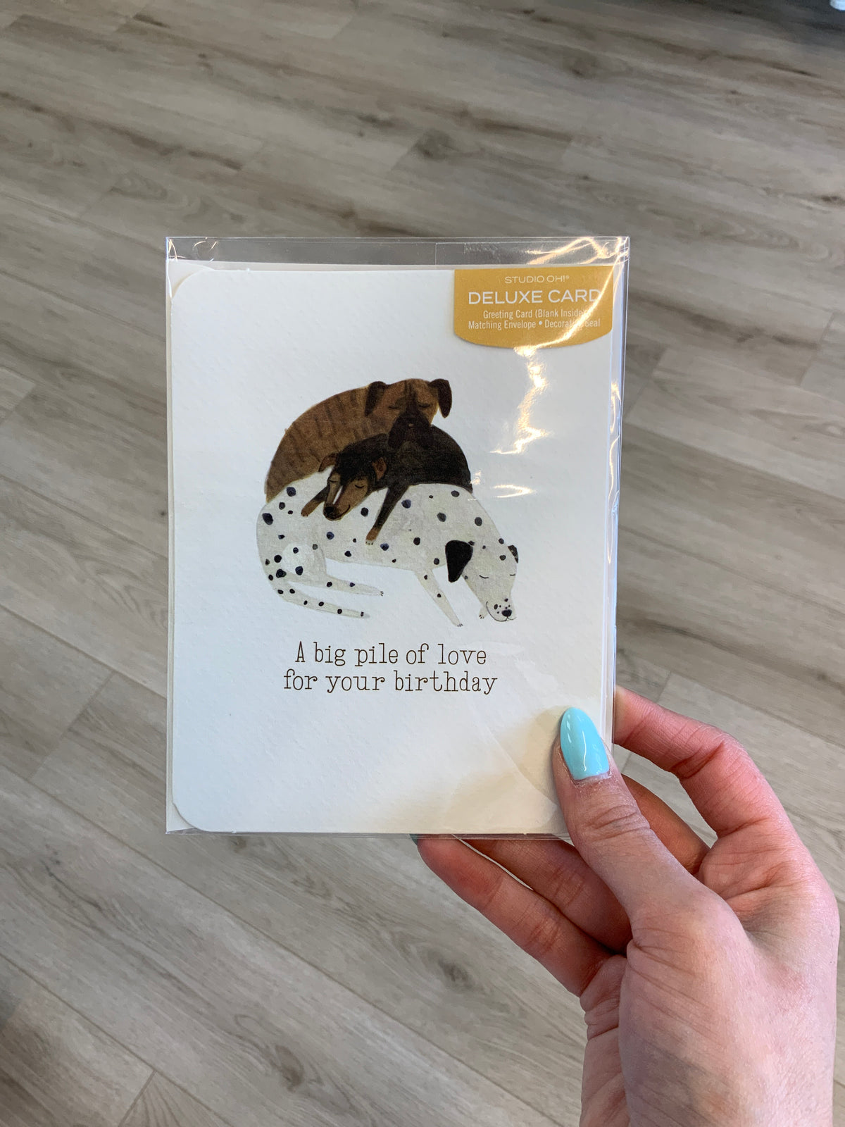 Dog Pile Birthday - Card