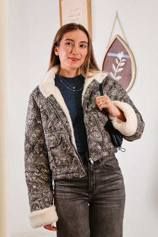 Cool Girl Quilted Puffer Sherpa Lined Jacket