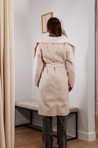 Winter Coat, Coat, Wrap coat, Cream coat, Knee length cream coat, Trending coat, Warm fall coat, Cute coat