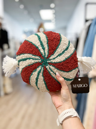 Candy cane pillow, circle pillow