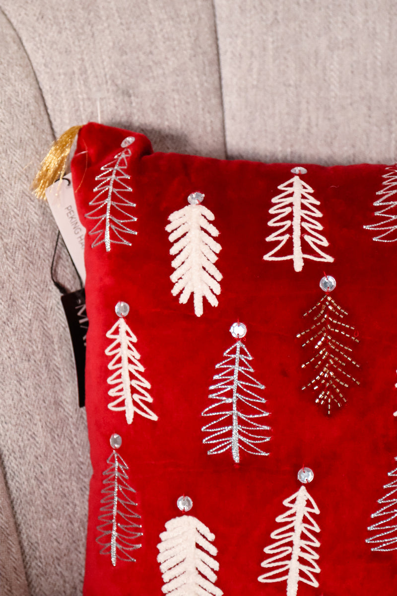Christmas Pillow,  throw pillow, Holiday gift, tree pillow, red pillow