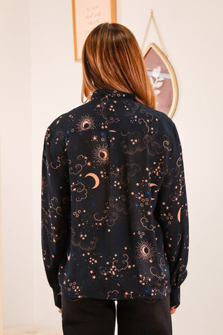 blouse, navy blouse, fall tops, fall outfit, fall outfit inspo, blouse outfits, printed blouse