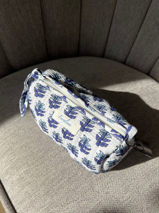 Quilted Cosmetic Pouch - Small - Blue