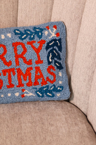 Christmas Pillow, Pillow, blue pillow, Merry Christmas pillow