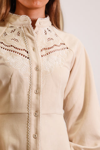 Far West Embroidered Yoke Shirt Dress