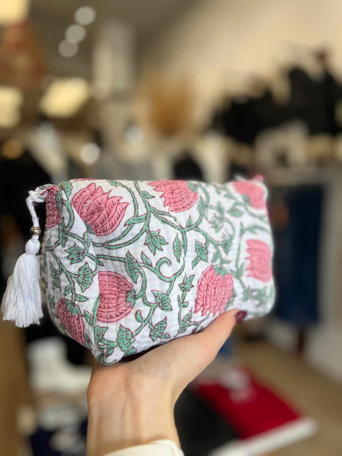 Quilted Cosmetic Pouch - Medium - Tulip