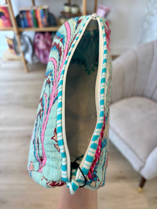 Quilted Pouch - Medium - Blue Floral
