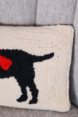 Black lab holiday pillow, cream pillow, festive throw pillow, holidays pillow