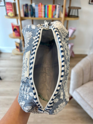 Quilted Pouch - Medium - Grey Blue