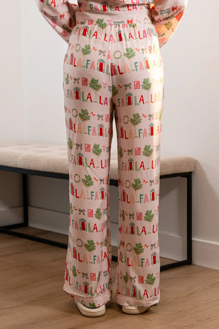 FA LA LA Pj set, Christmas Pjs, Christmas Pajamas, Cute Christmas pjs, Pink pjs, Pink and red Christmas pjs, Imbali Pj Sets, Christmas PJ pink and red.