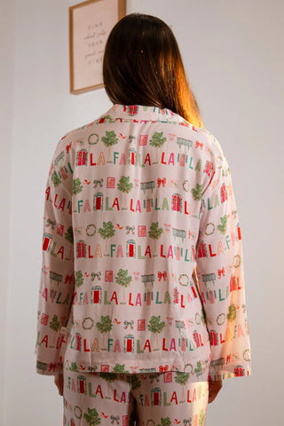 FA LA LA Pj set, Christmas Pjs, Christmas Pajamas, Cute Christmas pjs, Pink pjs, Pink and red Christmas pjs, Imbali Pj Sets, Christmas PJ pink and red.