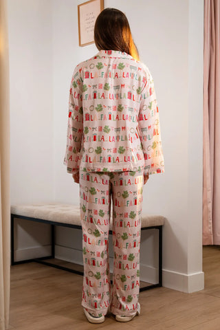 FA LA LA Pj set, Christmas Pjs, Christmas Pajamas, Cute Christmas pjs, Pink pjs, Pink and red Christmas pjs, Imbali Pj Sets, Christmas PJ pink and red.