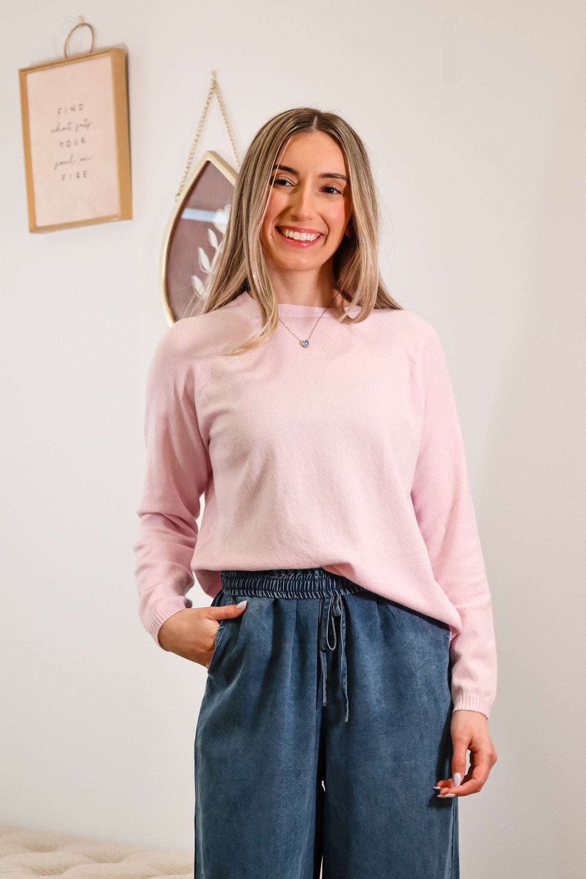 lightweight, soft, light pink sweater