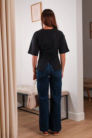 Black cinched top, cinched top, going out top. black top