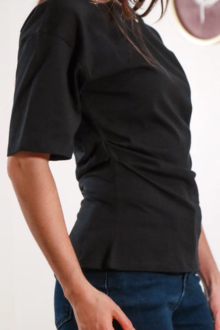 Black cinched top, cinched top, going out top. black top