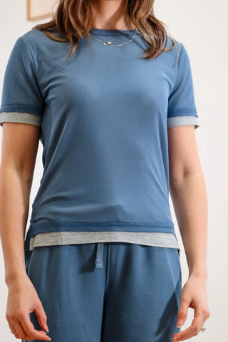 Cute t-shirt, cute tee, layered tee, layered t-shirt, cute layered tee, cute layered t shirt, layered shirt, layered shirtsleeve, blue layered top, blue short sleeves, comfy outfits, chill outfit inspo
