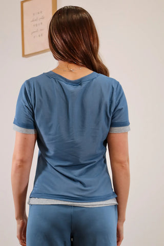 Cute t-shirt, cute tee, layered tee, layered t-shirt, cute layered tee, cute layered t shirt, layered shirt, layered shirtsleeve, blue layered top, blue short sleeves, comfy outfits, chill outfit inspo