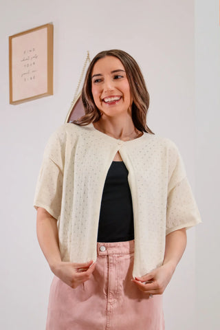 Cardigan, white cardigan, short sleeve cardigan, white short sleeve cardigan, one button cardigan, cardigan with one button, cute cardigan, cute white cardigan, cute short sleeve cardigan, cover ups, cute cover ups