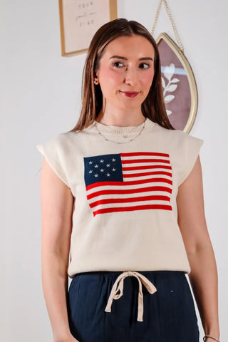 American flag top, American flag shirt, summer top, Fourth of July outfit, short sleeve shirt, cute summer top - 1