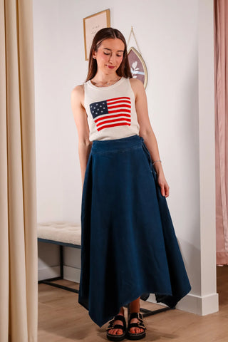 Denim skirt, denim wrap skirt, jean skirt, adjustable skirt, high wasted skirt, midi skirt, summer skirt - 6