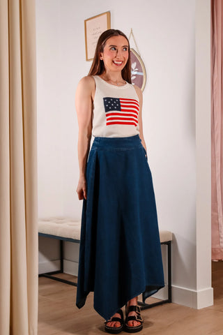Denim skirt, denim wrap skirt, jean skirt, adjustable skirt, high wasted skirt, midi skirt, summer skirt - 5