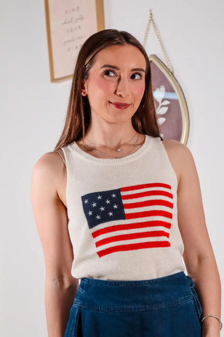 American flag tank top, American style top, flag top, summer top, Fourth of July top, summer outfit - 1