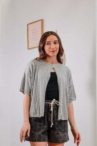 Cassidy One Button Cardigan - Grey