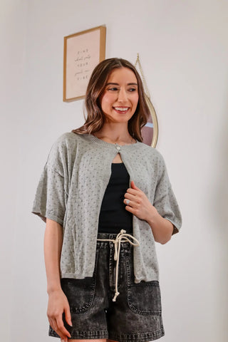 Cassidy One Button Cardigan - Grey
