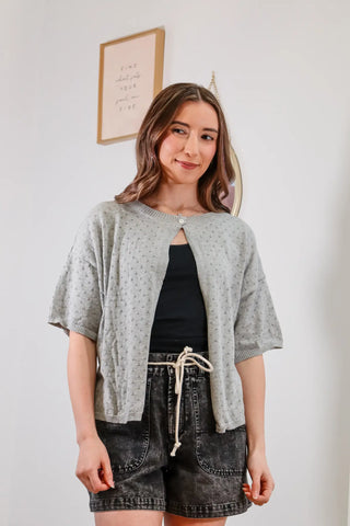Cassidy One Button Cardigan - Grey