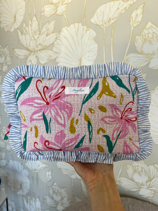 Quilted Ruffle Pouch - Garden Party