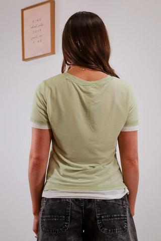 Lime green t shirt, layers shirt, trendy shirt, lightweight shirt, summer shirt - 4