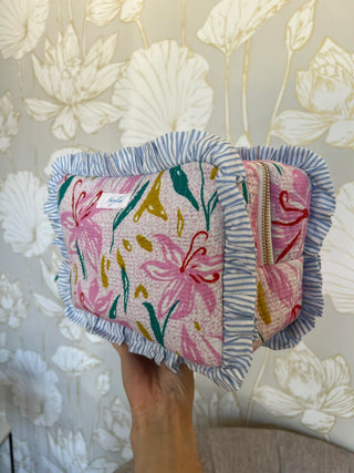 Quilted Ruffle Pouch - Garden Party