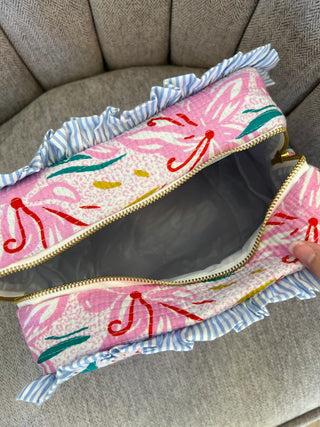 Quilted Ruffle Pouch - Garden Party