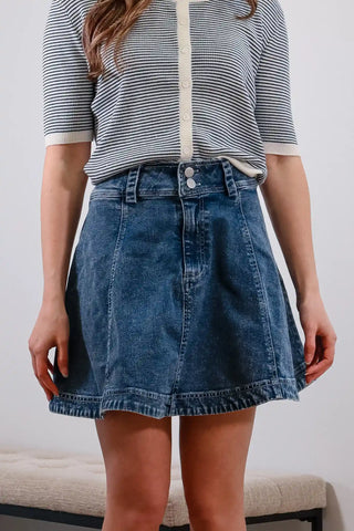 Denim skirt, mid length denim skirt, summer skirt, flare skirt, concert outfit - 1