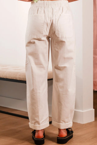 White jeans, white pants, drawstring pants, cuffed pants, summer pants, -1