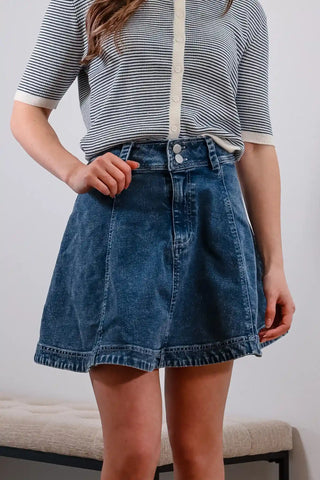 Denim skirt, mid length denim skirt, summer skirt, flare skirt, concert outfit - 4