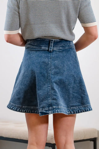 Denim skirt, mid length denim skirt, summer skirt, flare skirt, concert outfit - 3