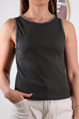 Charcoal tank top, cute tank top, detail tank top, basic tank top, lightweight tank top, summer top, cute - 1