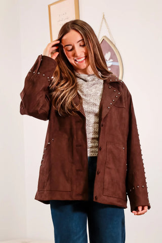 Mocha Studded Jacket